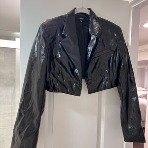 AFRM Glossy Black Cropped Blazer